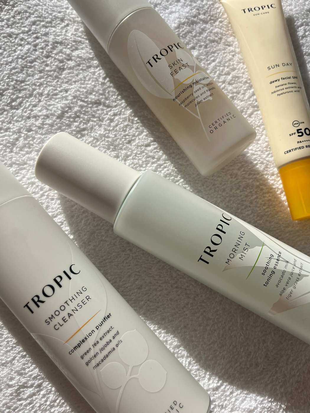 Tropic Skincare product range used at 12:47 Beauty